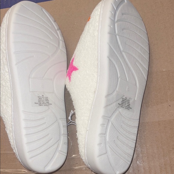 MIA Cozy Slippers with Pink and Orange Stars - Picture 3 of 3